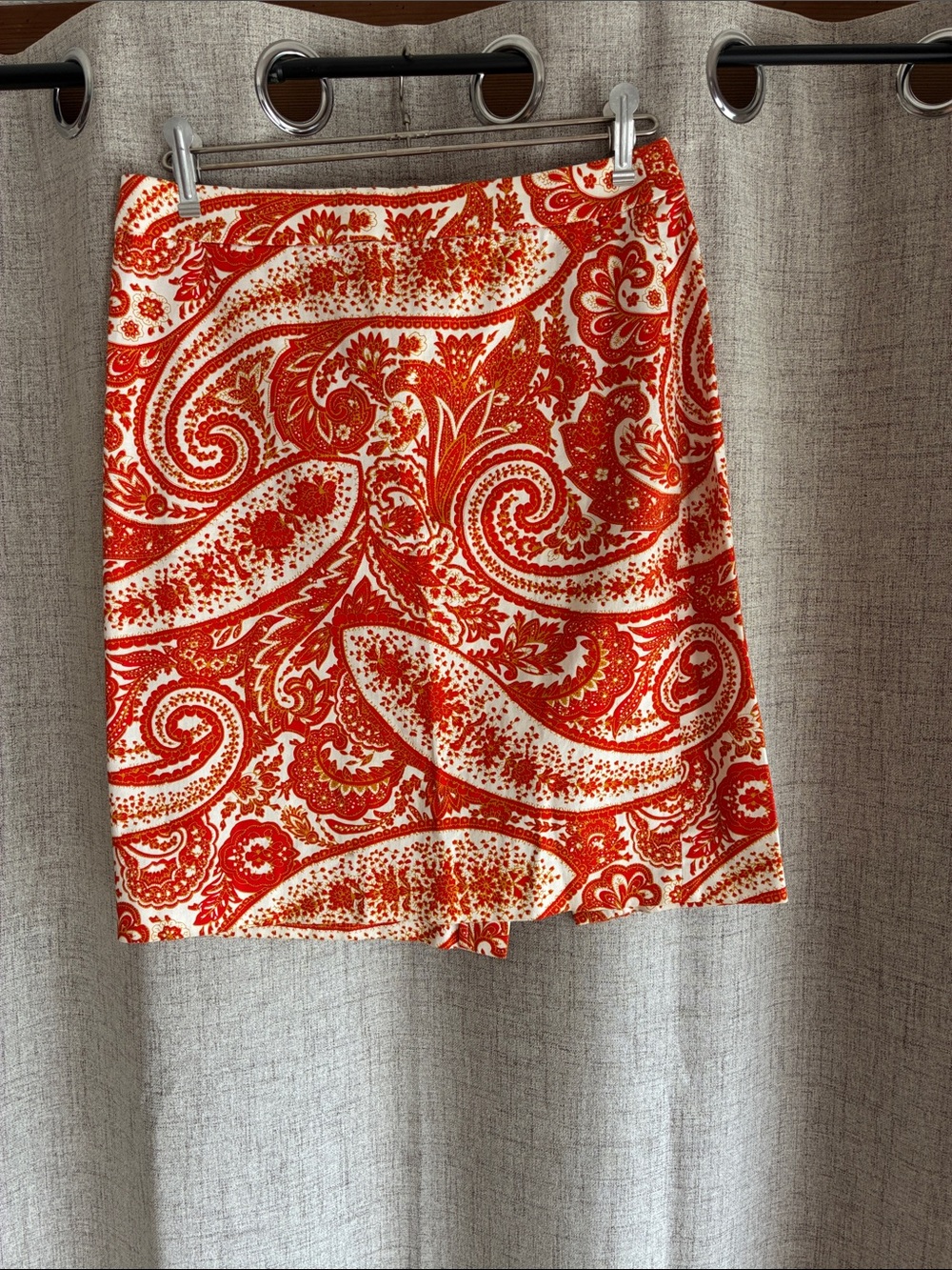 J Crew Orange Paisley Pencil Line Skirt